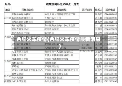 合肥火车疫情(合肥火车疫情最新消息)
